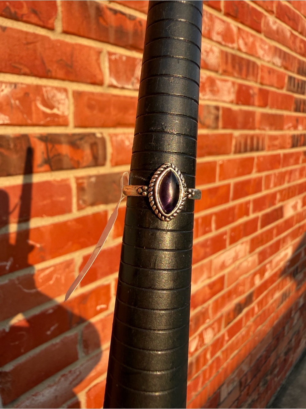 Sterling-Style Silver Ring with Purple Marquise Stone L